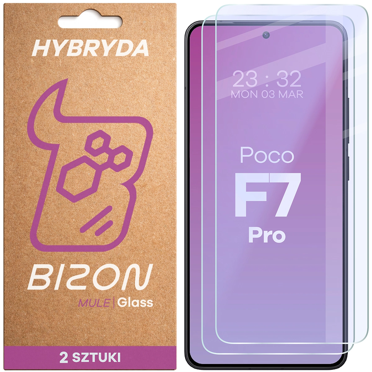 Elastyczne szkło hybrydowe Bizon Hybrid Mule Duo do Xiaomi POCO F7 Pro, 2 sztuki